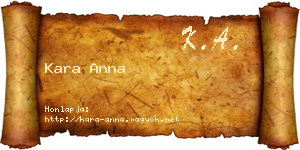 Kara Anna névjegykártya
